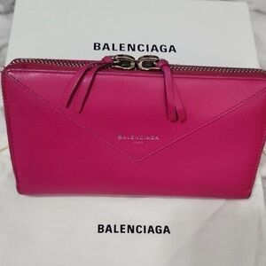 Balenciaga Fuchsia Leather Clutch